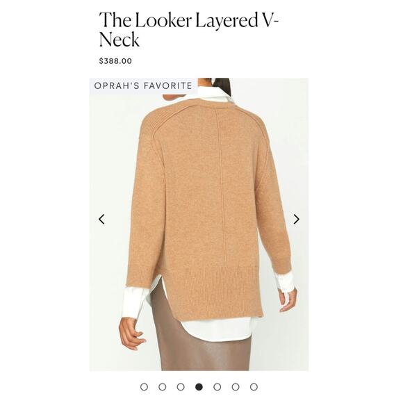 Brochu Walker The Looker Camel Tan Cashmere Oversize V-Neck Sweater White Layer - Picture 7 of 13